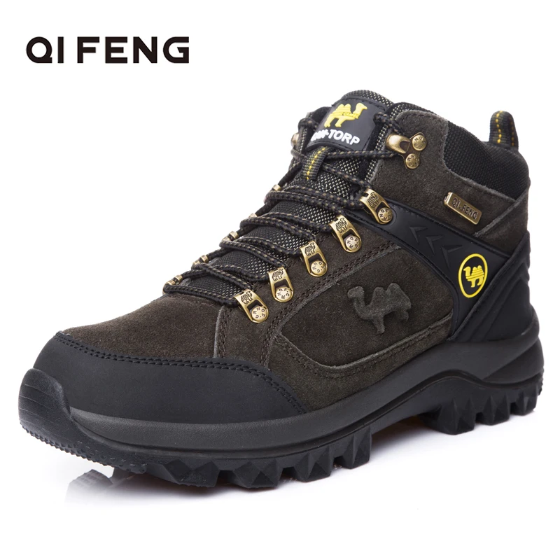 Genuine Leather Outdoor Sports Ankle Hiking Boots, Fashion Calfskin Suede Trekking Shoes, Men Rock Mountain Climbing Footwear