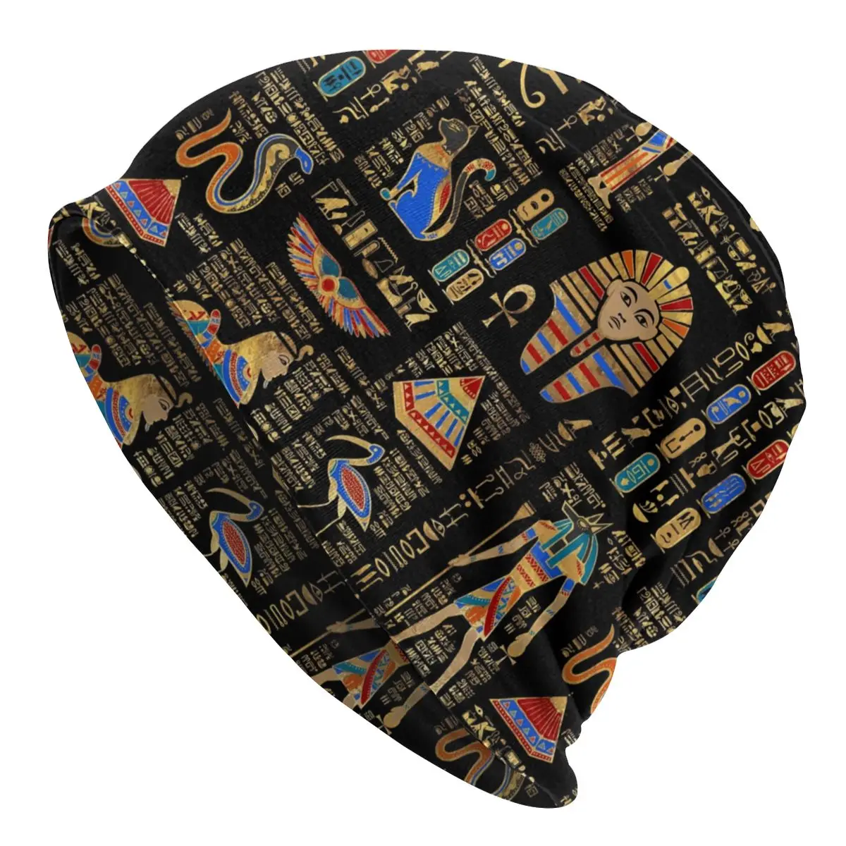 

Egyptian Hieroglyphs And Deities Beanies Caps Unisex Bonnet Winter Warm Knit Hat Adult Ancient Egypt Art Beanie Hats Ski Cap