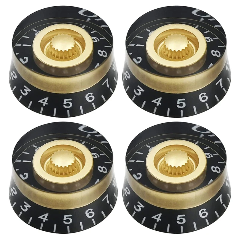 

4Pcs Volume Tone Speed Control Knobs For Les Paul LP Style Bass Electric Guitar Parts, Transparent Golden