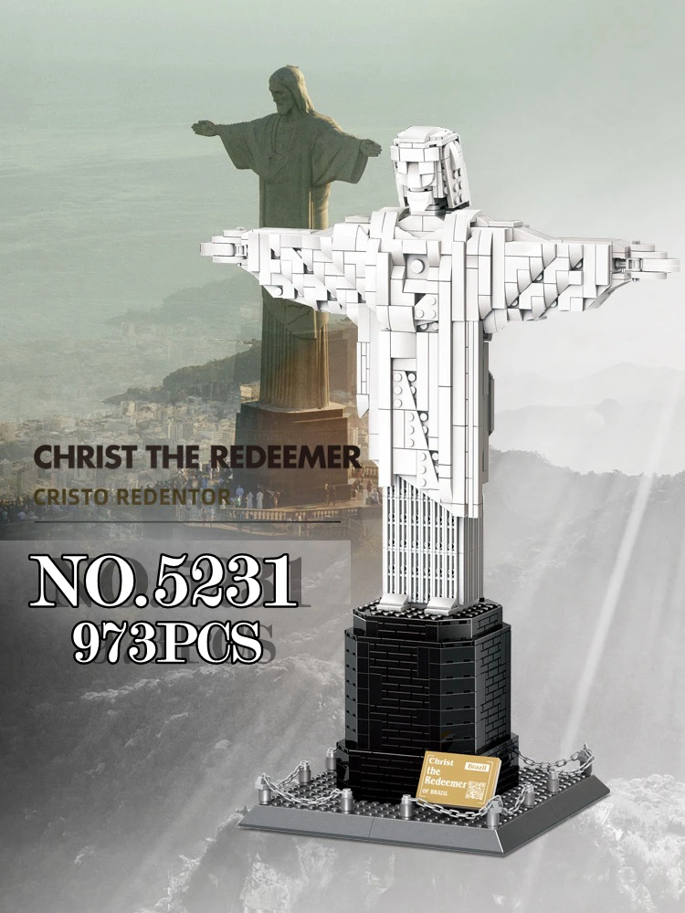 

Wange Blocks Architecture Landmark Cristo Redentor Building Bricks Juguetes Kids History Educational Toys for Children Gift 5231