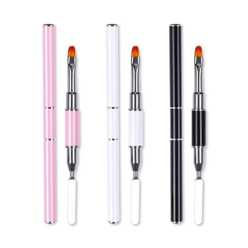 

Двухсторонняя кисть для ногтей 2 в 1, двухсторонний инструмент для ногтей, кисть для наращивания геля для ногтей, из нержавеющей стали, кисть ...