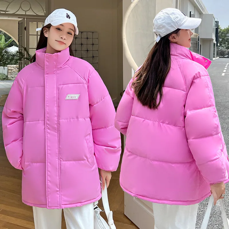 The new 2022 brief paragraph bread served han edition loose cotton female students fashion thin down cotton-padded jacket coat