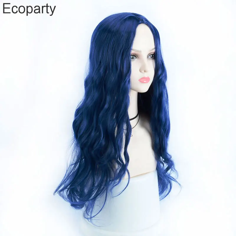 Женский парик для ролевых игр Cosplay голубой длинный кудрявый с разделением по