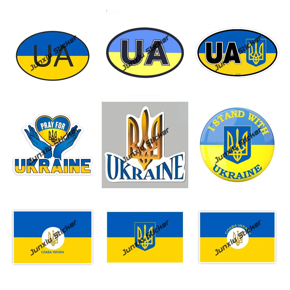 

High Quality Sticker Ukraine Flag Trident Map Decal Ukrainian Coat of Arms Sticker Self Adhesive Decal Ukraine Flag UA Car Decor