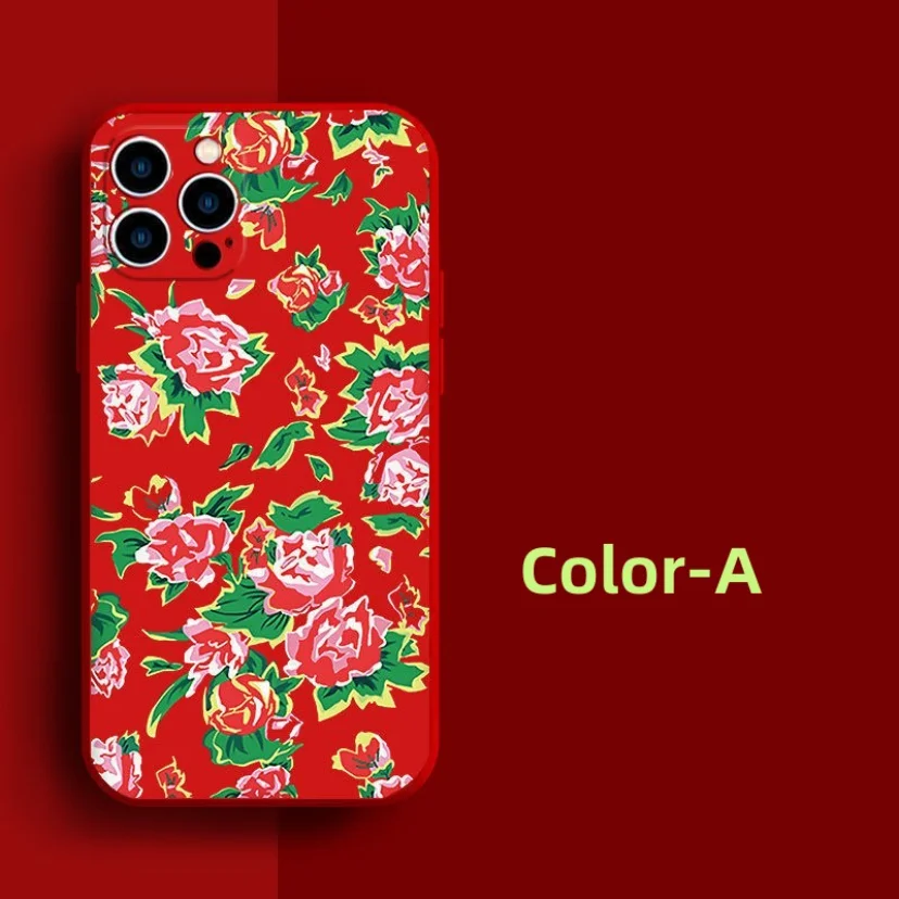 

Riches Flowers Bumper Phone Case For iPhone 11 12 13 14 ProMax XS Max X XR Silicone Back Cover Case