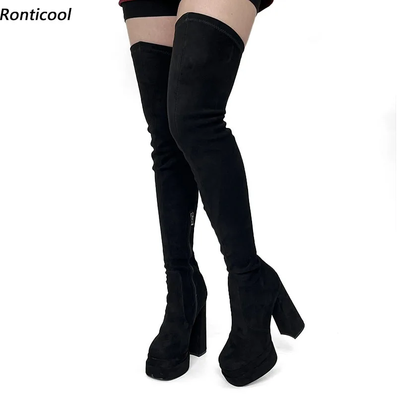 Женские замшевые ботинки на платформе, с квадратным носком, размеры 4-13