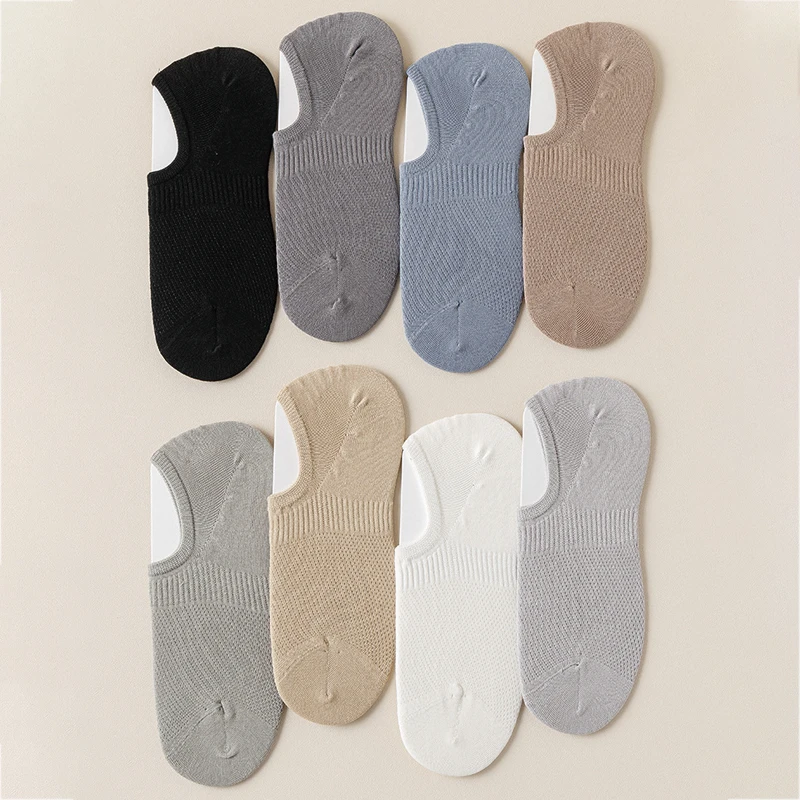 Men's Socks Summer Thin Mesh Shallow Mouth Cotton Ankle Socks Simplicity Solid Color Breathable Low Barrel Leisure Stockings Man