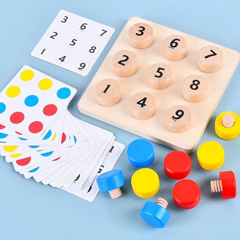 

Wooden Tighten The Screws Matching Challenge Table Game Montessori Color Number Cognition Pairing Puzzle Educational Toy Gifts