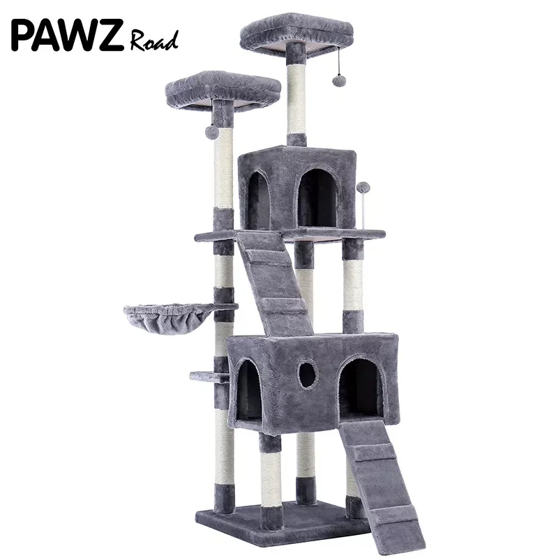 

Pet Cat Tree House Condo Perch Entertainment Scratching for Cats Kitten Multi-Level Tower for Large Cat Cozy Furniture Protector