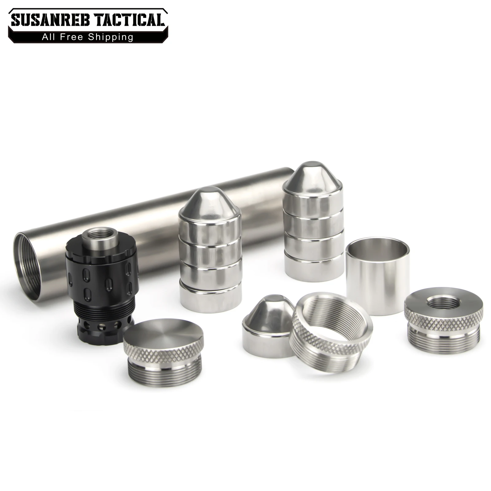 

1.45"OD 7"L Titanium Solvent Trap Fuel Filter 9x Stainless Steel Cups + 5/8x24 End Cap + 1/2x28,.578x28,13.5x1LH,9/16x24 Booster
