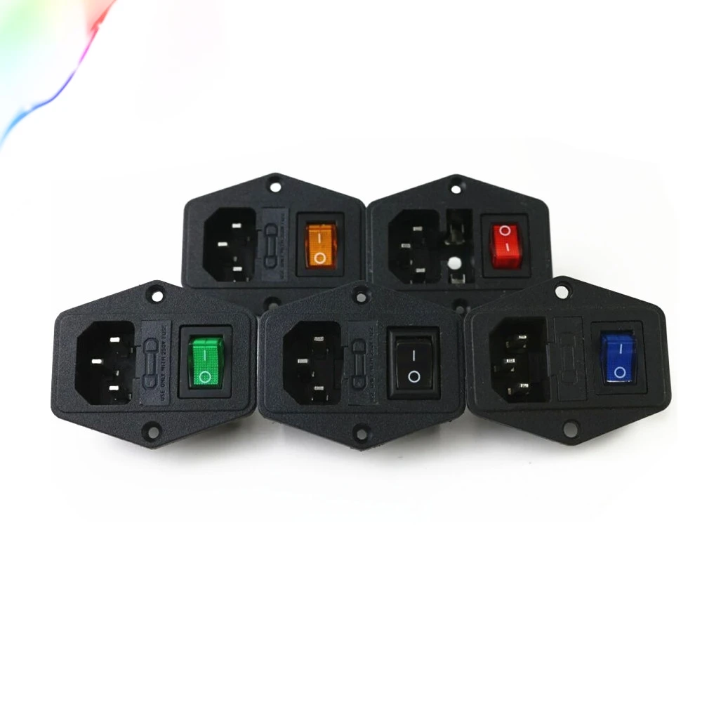 1 шт. с предохранителем 10 А! Красный кулисный выключатель плавким IEC 320 C14 розетка