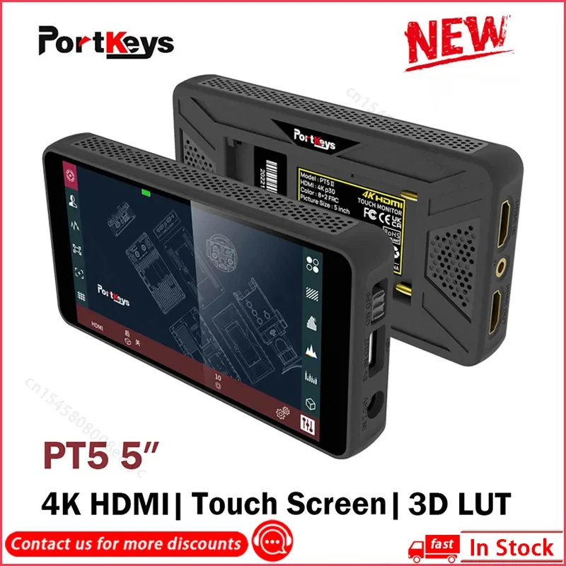 

Portkeys PT5 5″ 4K-HDMI Portable Field Monitor 3D LUT support 500nit wide color gamut touch monitor for Camera DSLR