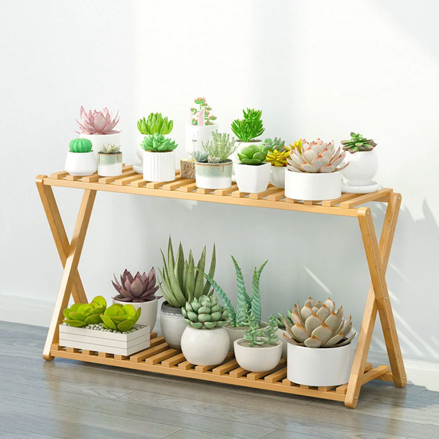 

Wooden Flower Rack Plant Stand Household Storage Rack Bamboo Flower Display Stand Plant Shelves Decorative Storage Shelf