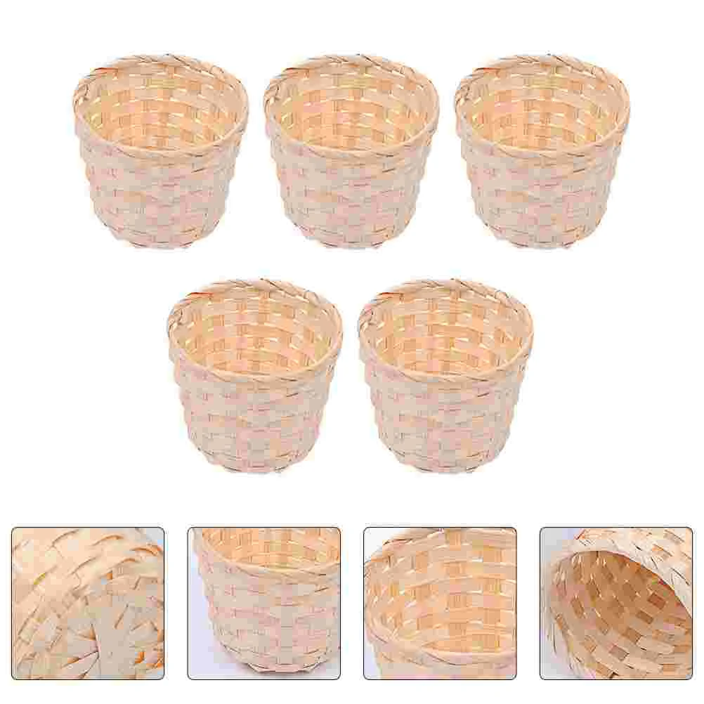 

Woven Flower Basket Bread Snack Bamboo Storage Food Serving Home Fruit Container