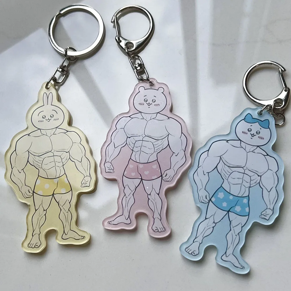 

Kawaii Anime Figure Chiikawa Acrylic Keychain Cartoon Cute Backpack Pendant Hanging Muscle Pendant Fun Small Gift Peripheral
