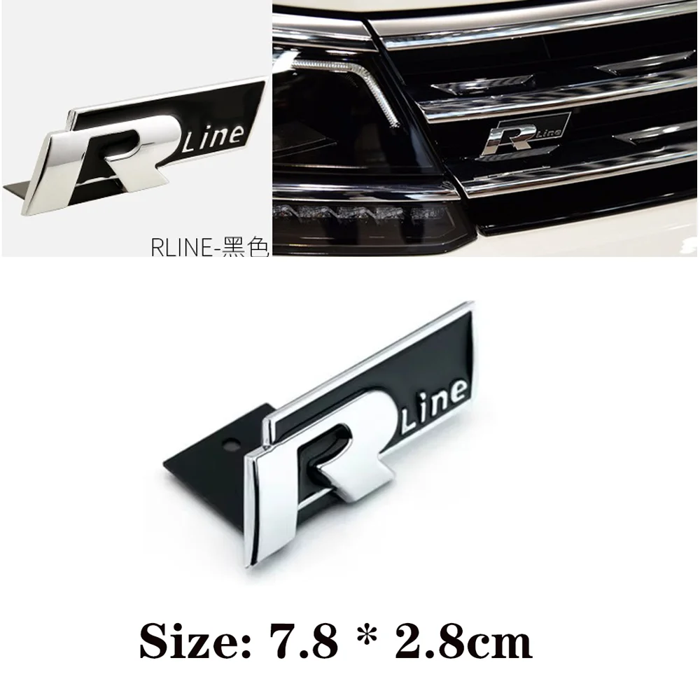 

3D Car Front Grille Trunk Emblem Sticker For R Rline Logo Badge Stickers VW Polo Passat B5 B7 Golf Jetta Polo CADDY Beetle Jetta
