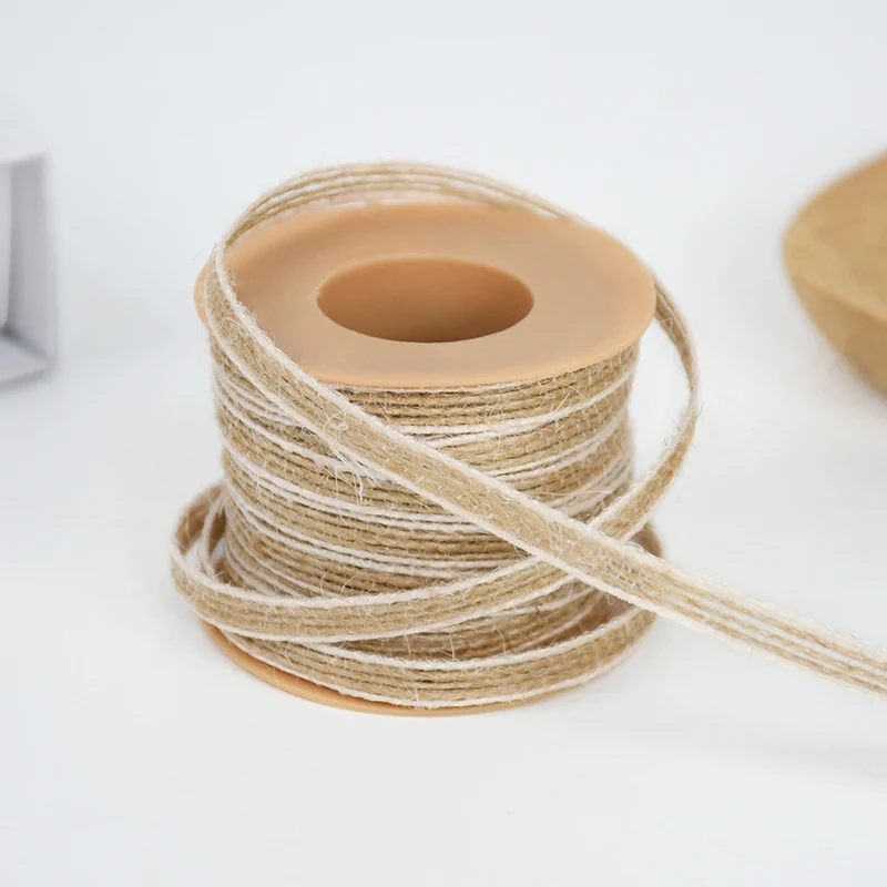 

10M/roll Vintage Jute Burlap Rolls Hessian Ribbon with Lace Wedding Decoration Xmas Festival Party Home DIY Gift Packaging Craft