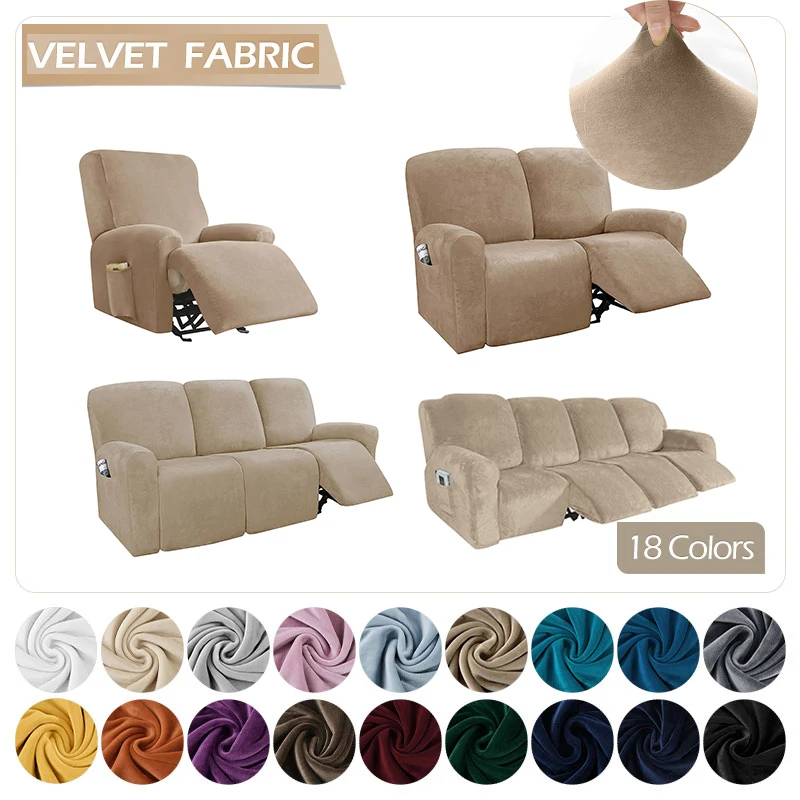 

Velvet Fabric Recliner Chair Cover Lazy Boy Recliner Velvet Chair Cover Elastic 1/2/3/4 Seat Recliner Sofa Cover For Living Room