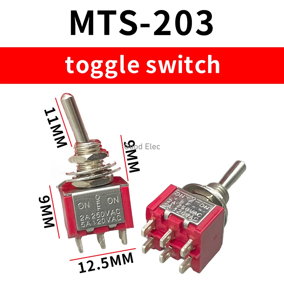 

5 шт. пластиковых переключателей MTS-202 MTS-203 красного цвета