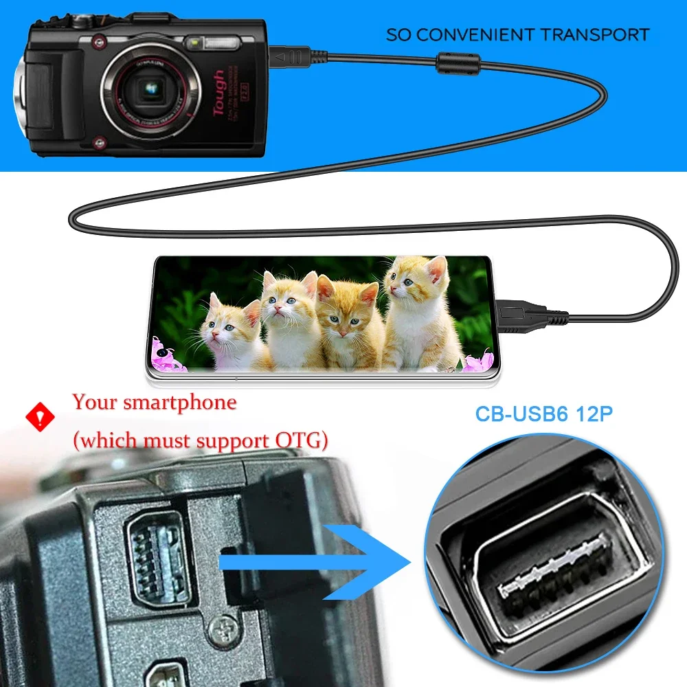Фото 1,5 м CB-USB5 CB-USB6 12-контактный кабель USB/Type-C OTG для камеры Olympus SZ-10 SZ-11 SZ-14 SZ-20 EPL8 EP5 EM5 EM10 TG4 TG3 TG2 TG1 №4
