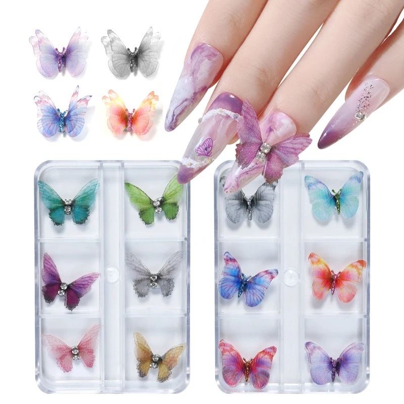 

3D Красочные бабочки шармы бабочки дизайн ногтей Стразы принадлежности для маникюра P8DD
