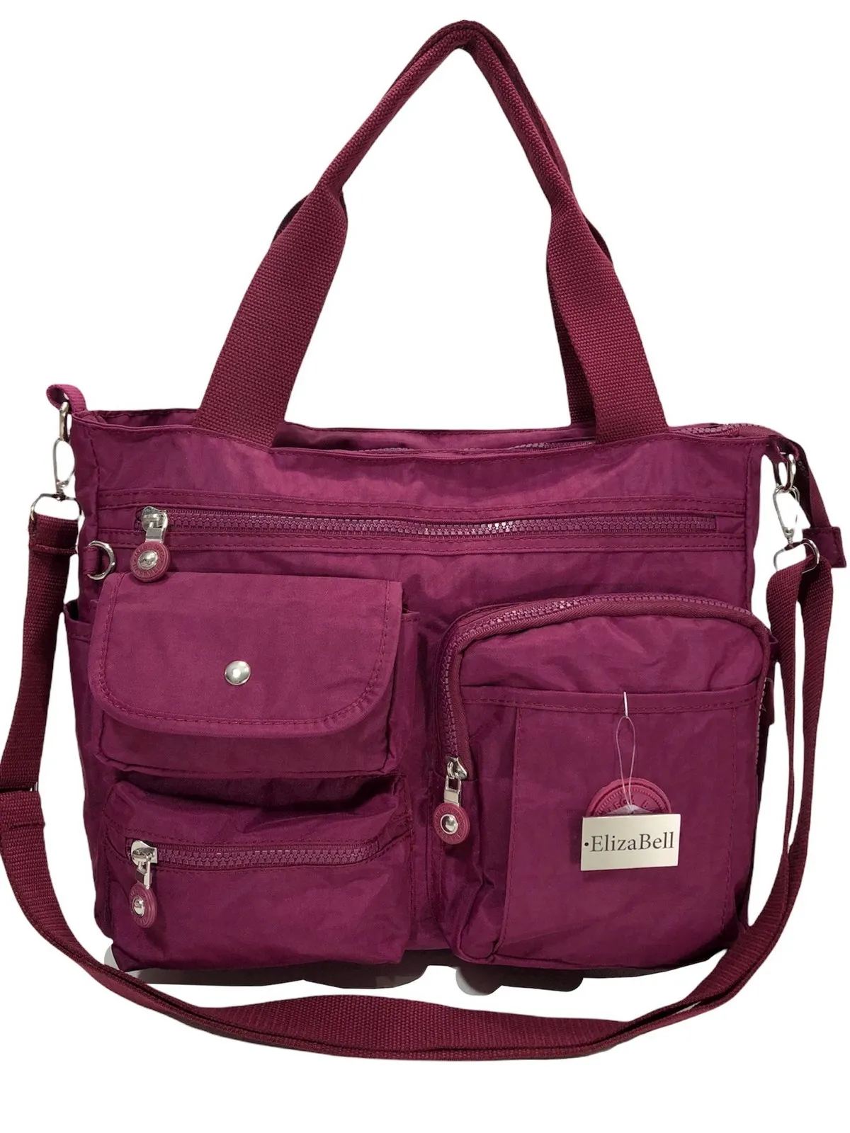 

Burgundy women's shoulder bag large multi-eyed kırınkıl fabric size 38 cm25 cm