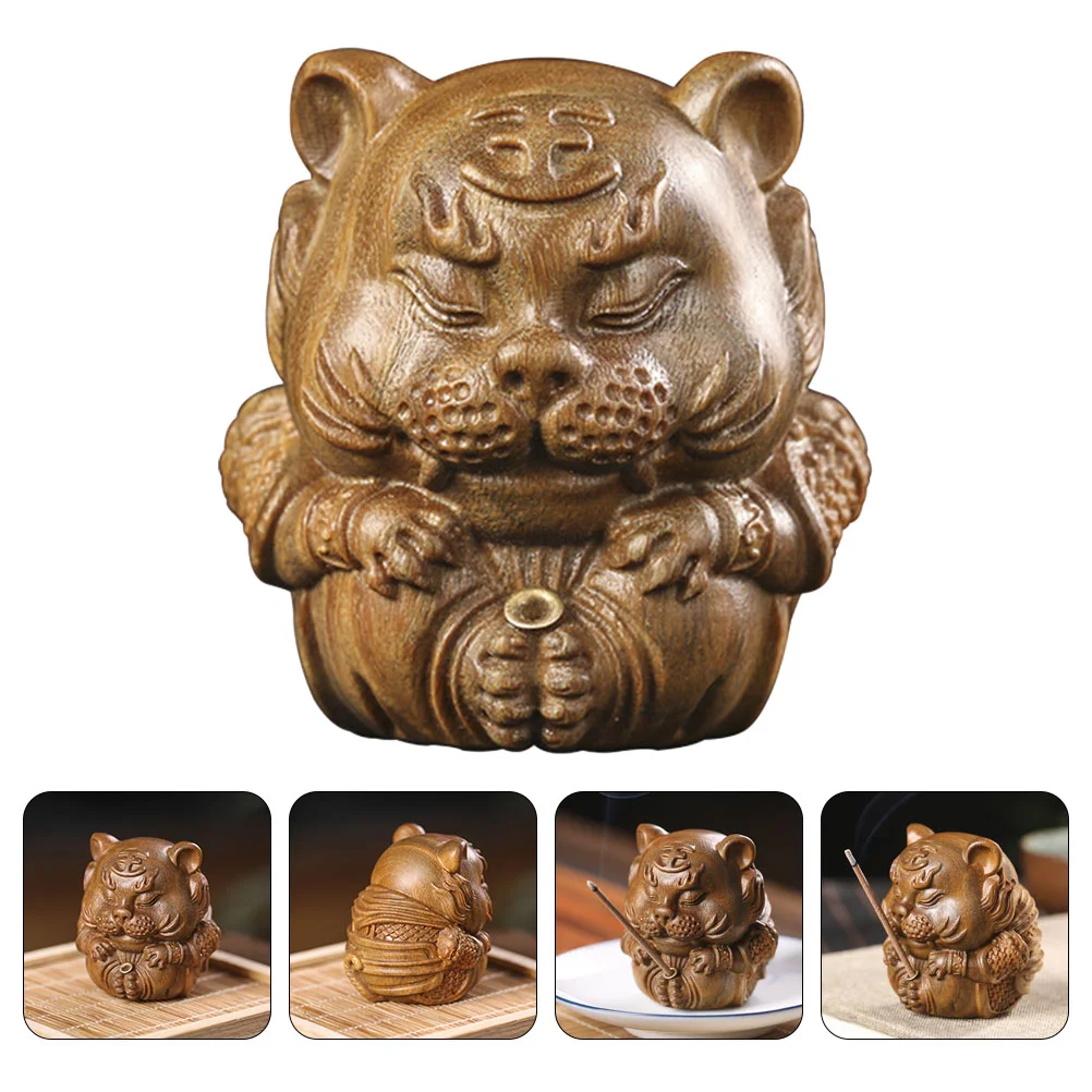 

Holder Burner Stick Animal Figurine Wood Statue Realistic Aroma Censer Shaped Toys Animals Wooden Figures Cat Wild Tabletop