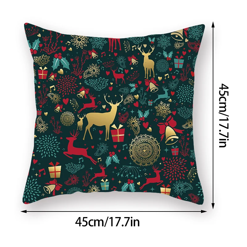 

Christmas Cushion Cover Square Pillowcase Xmas Deer Printed Sofa Cushions Pillow Cases Pillow Covers Home Decor 45*45cm