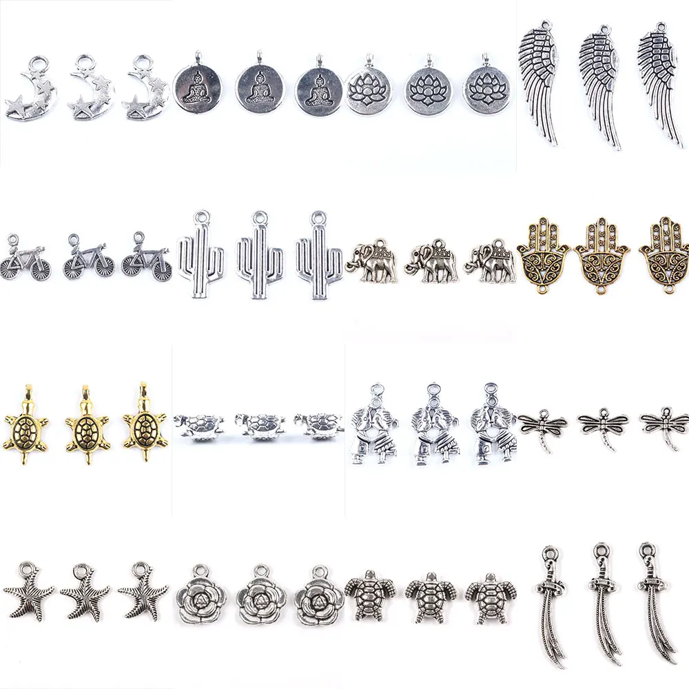 

30pcs Multi-Shape Pendants Pentagram Animal For Diy Jewelry Making Charms Earrings Necklaces Accessories Decorative Chain