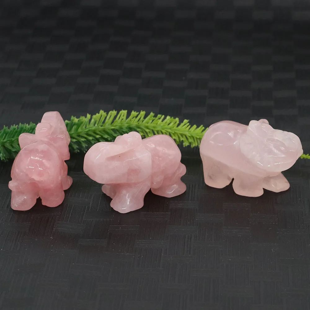 

Статуя счастливого слона 1,5 дюйма, натуральный камень, розовый кварц, кристалл, исцеляющая резная фигурка животного, украшение фэн-шуй, декоративный безделушка