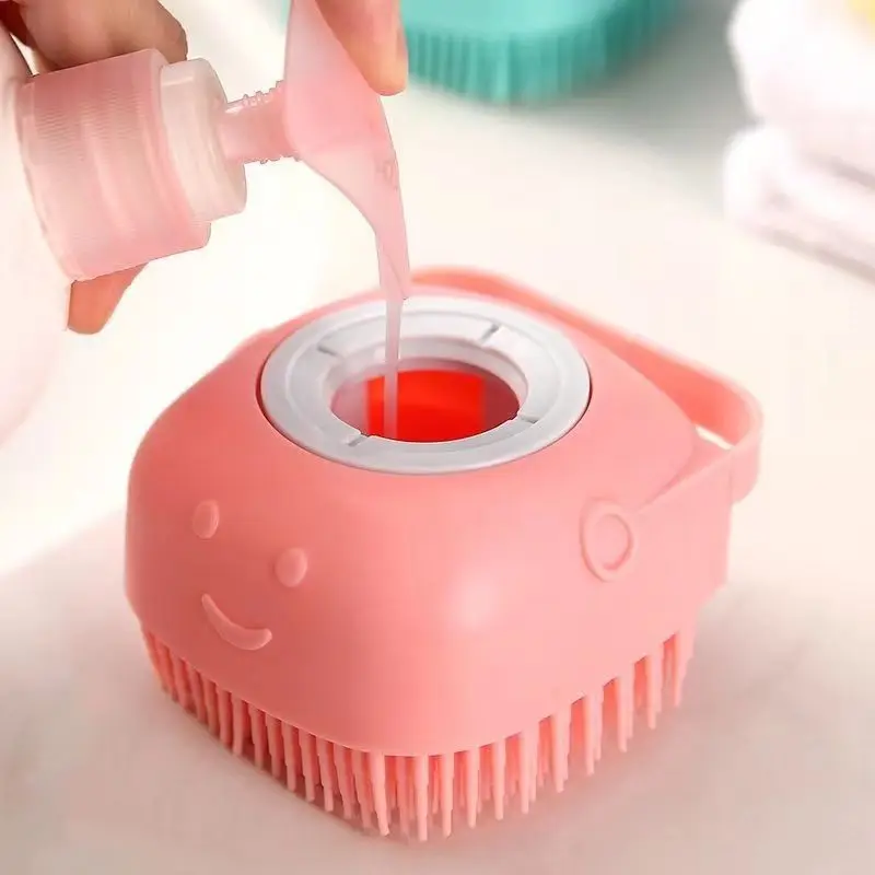 

Bathroom Dog Bath Brush Grooming Tool Hangable Soft Safety Silicone Comb with Shampoo Box Pet Accessories for Cats Dog Tol