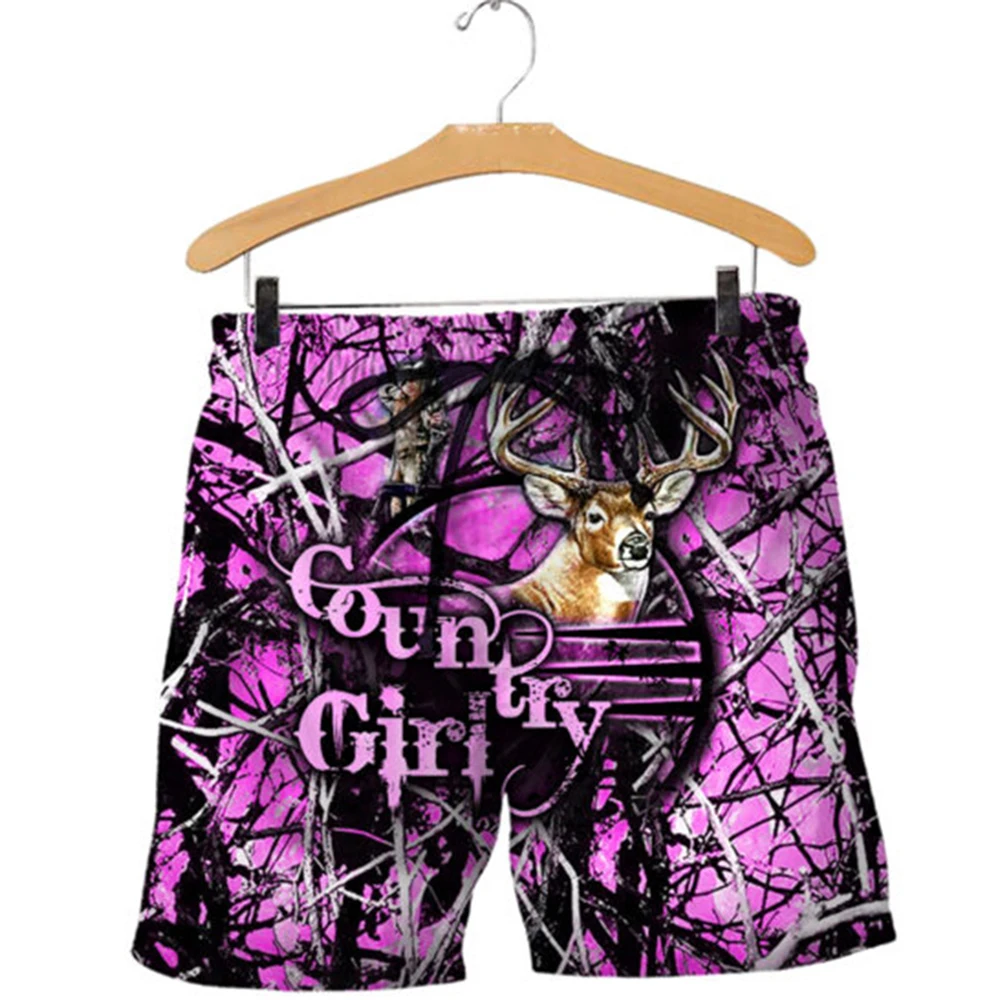 

CLOOCL Men Shorts Animal Moose Hunting 3D All Over Printed Beach Shorts Men Women Gothic Harajuku Style Summer Casual Shorts