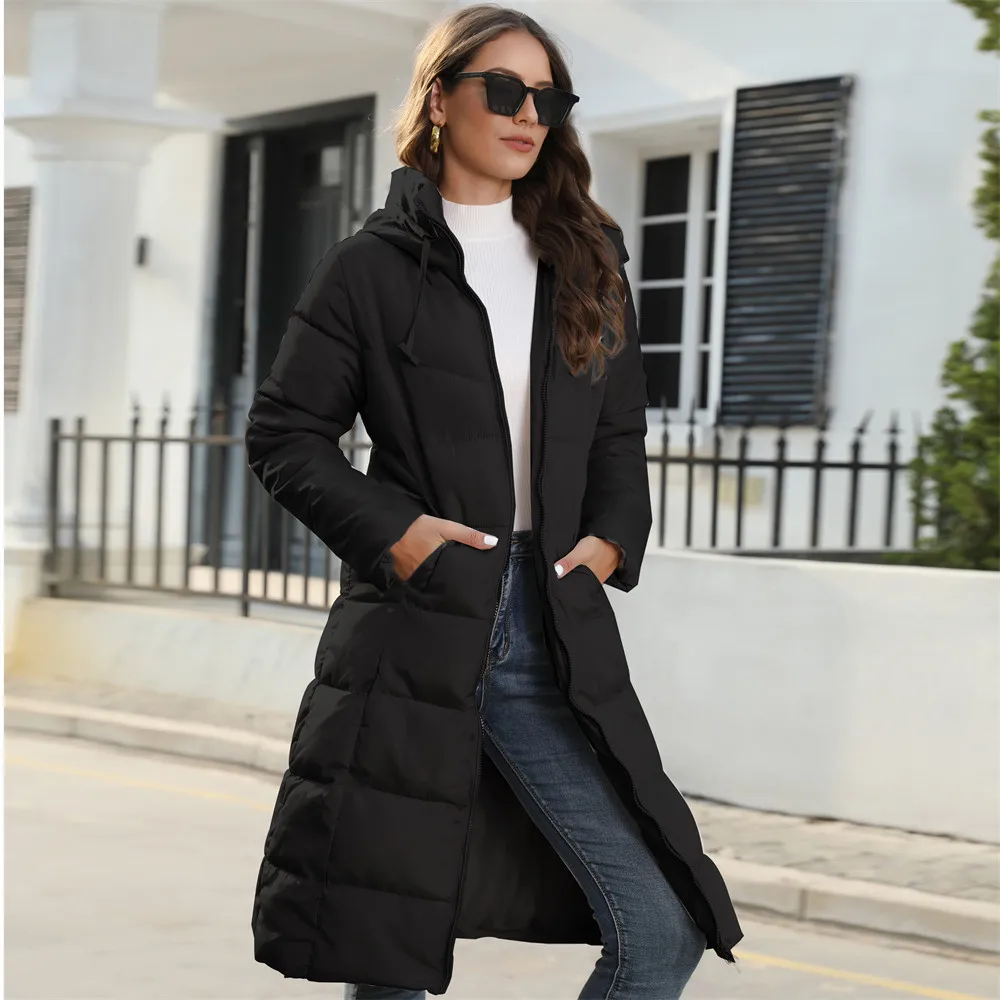 Medium Length Slim Fitting Hood Jacket Woman Winter 2023 Thin Down Spring Demi-season Fluffy Female Padded Quilted New Arrvial enlarge