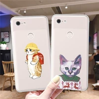 clear coque for google pixel 6 pro funny cute cat soft tpu phone case cover for google pixel 4 xl 4 2 3 3a xl 4a 5 5a funda capa
