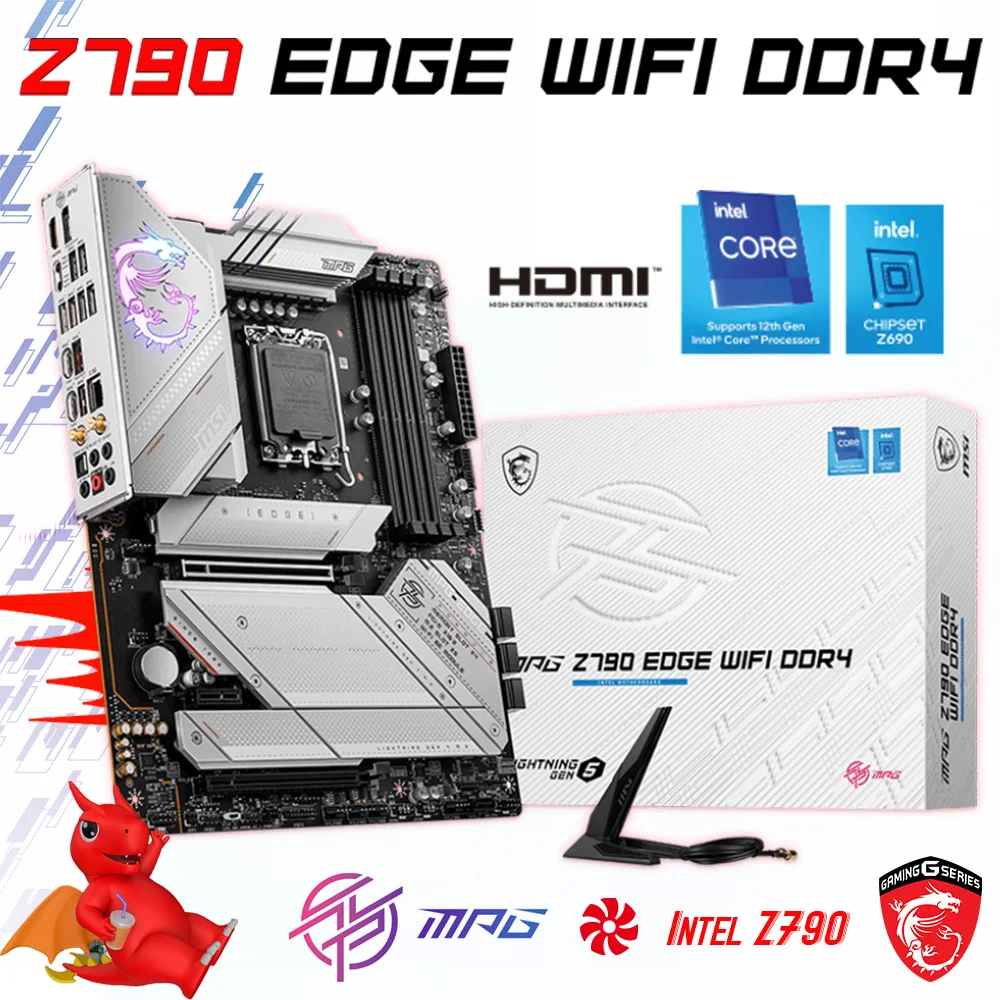 

INTEL Z790 MSI MPG Z790 EDGE WIFI DDR4 LGA 1700 ATX компьютерная материнская плата 128 ГБ DDR4 5333 (ОС. C) поддерживает процессор Intel 12-го/13-го поколенияПоддержка 13-го процессора Intel i5 13600KF i7 13700KF i9