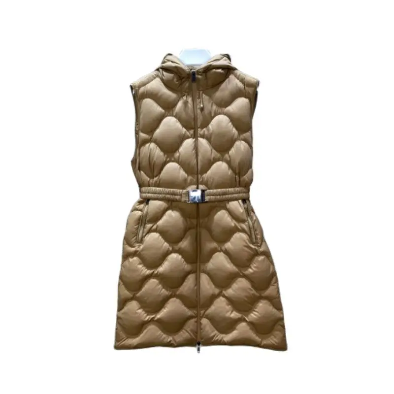 

90% Women's Down Long Vest Jacket 2022 Autumn and Winter Waist Type Women's Slim Fit Hooded Down Vest White Duck Down Parka