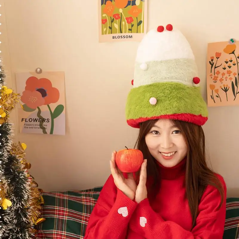 Плюшевая шляпа Санта-Клауса двусторонняя праздничная мягкая удобная для