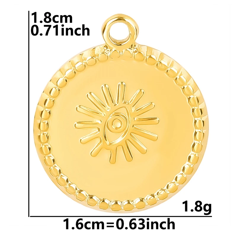 3pcs Evil Eye Charms For Jewelry Making Shaped Round Geometric Style Stainless Steel Pendants Metal Accessories Handmade Crafts