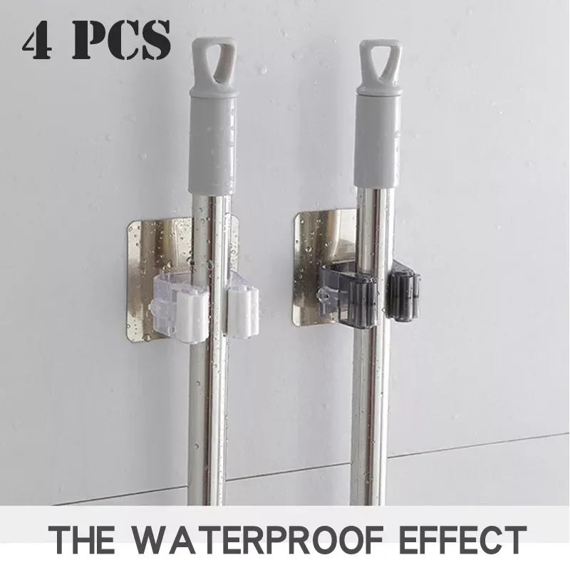 

NEW2022 2/4pcs Multi-Purpose Adhesive Hooks Wall Mounted Mop Organizer Holder RackBrush Broom Hanger Hook Kitchen bathroom Stron
