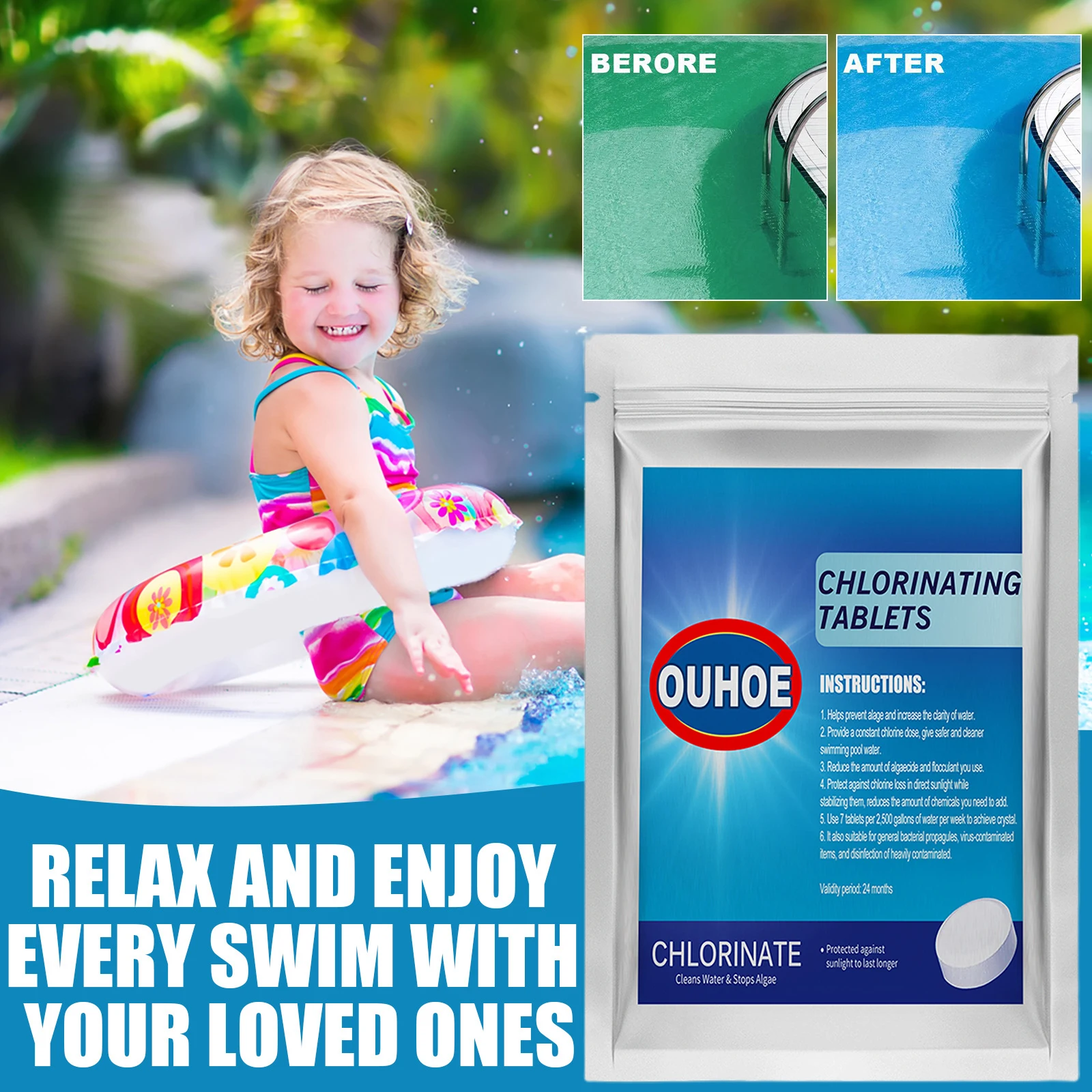 

Swimming Pool Cleaning Tablets Multifunction Disinfection Swimming Pool Pools Hot Tubs Supplies Pool Cleaning Tool