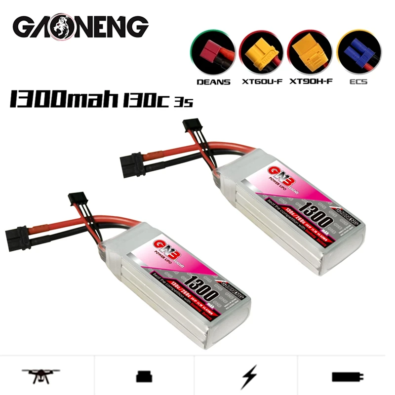

Upgraded GNB 11.1V 1300mAh Lipo Battery For FPV Racing Drone RC Quadcopter Helicopter 130C/260C 3S 11.1V Battery