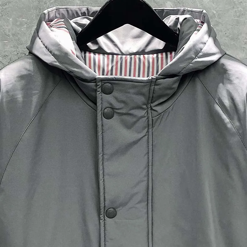 TB THOM Winter Coat Classic White Stiped Down Parkas Winter Hooded Coat Loose Smart Causal Women Warm Long Parkas