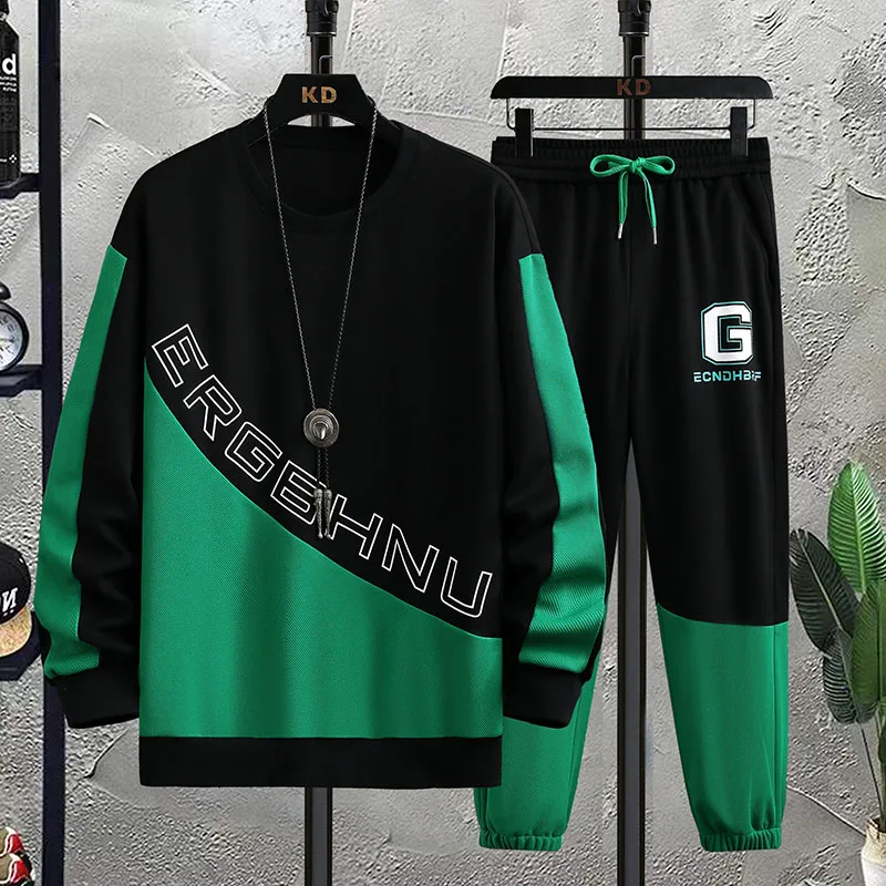 

2022 Spring Autumn Sweatshirt + Sweatpants Trousers For Men Set Two Piece Tracksuit Hip Hop Streetwear Running Sport Clothes
