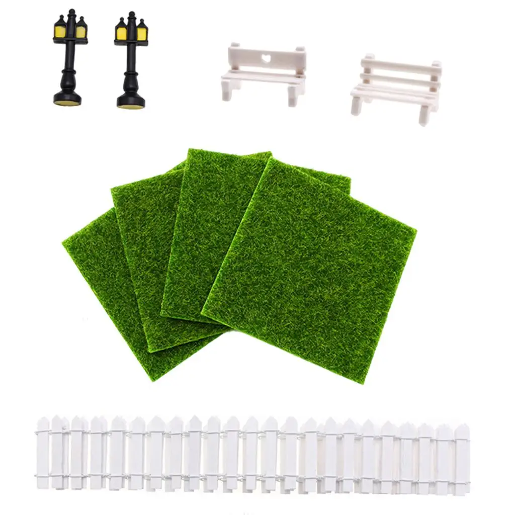 

9 Pieces 1/12 Dollhouse Accessories, Ornaments DIY Barrier Landscape for Yard Crafts