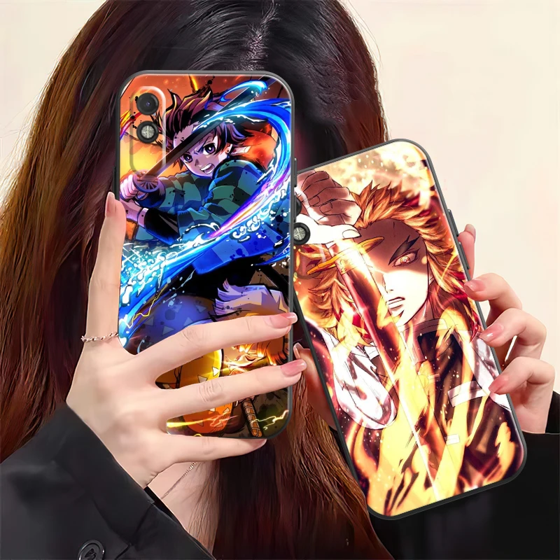 

Demon Slayer Anime Phone Case For Xiaomi Redmi 7 8 9 9A 9C 9T Note 9 9T 9S 10 10 Pro 10S Back Liquid Silicon Coque Black