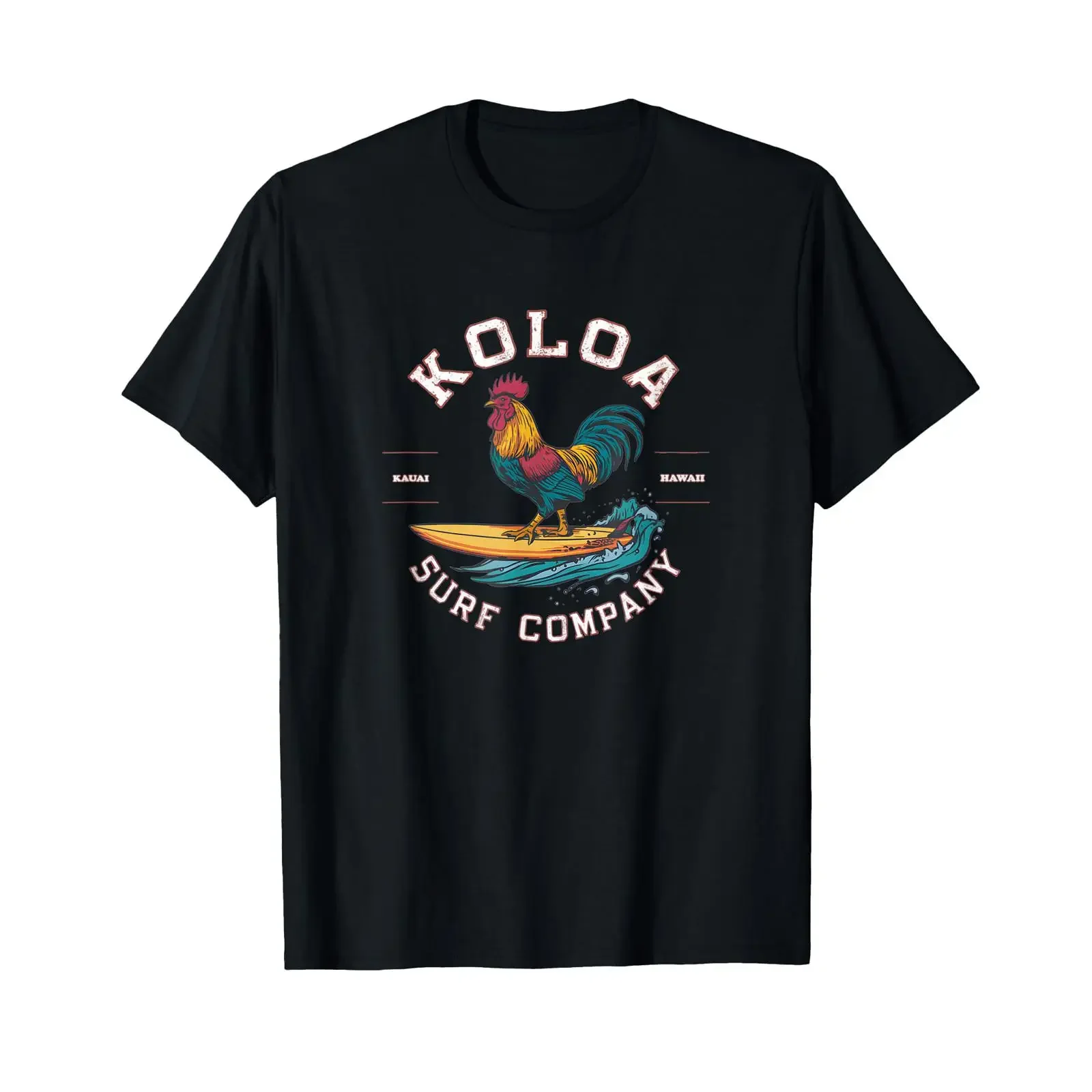 Фото Футболка Koloa Surf Surfing Rooster Logo, легкая, винтажная, с эффектом потертости, с графическим принтом, для повседневной носки, уличный стиль, мужская, эластичная. №1