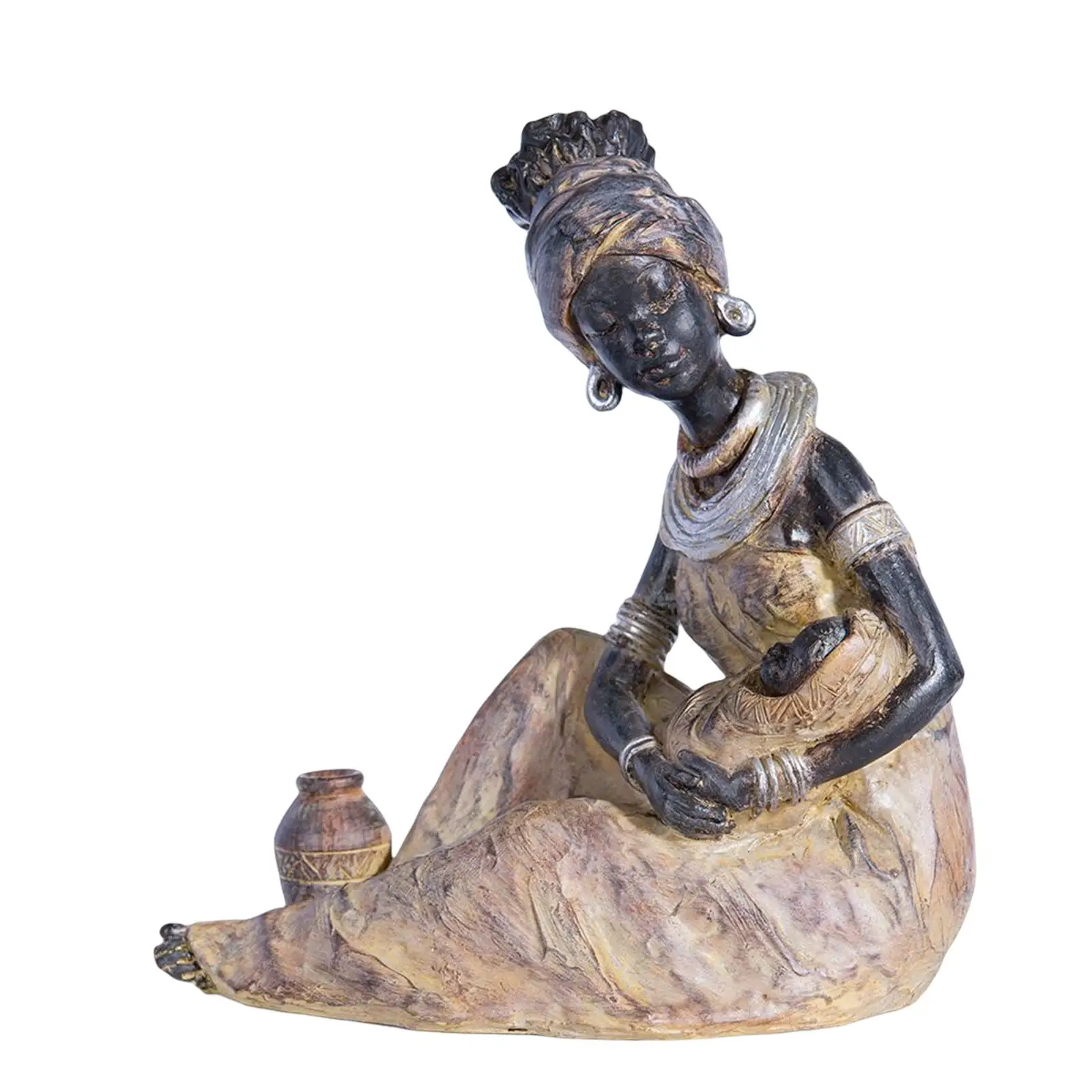 Exquisite African Statues Tribal Lady Figurine for Desk Hotel Decor images - 6