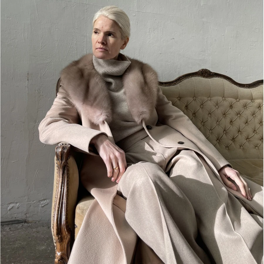 Шерстяная меховая куртка женские зимние куртки пальто из натурального кашемира