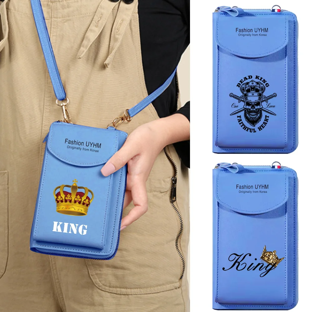 

Touch Screen Phone Bag Crossbody Bags Women Shoulder Wallet Women's Bag Mobile Wallet Messenger Pouch Card Holder King Pattern