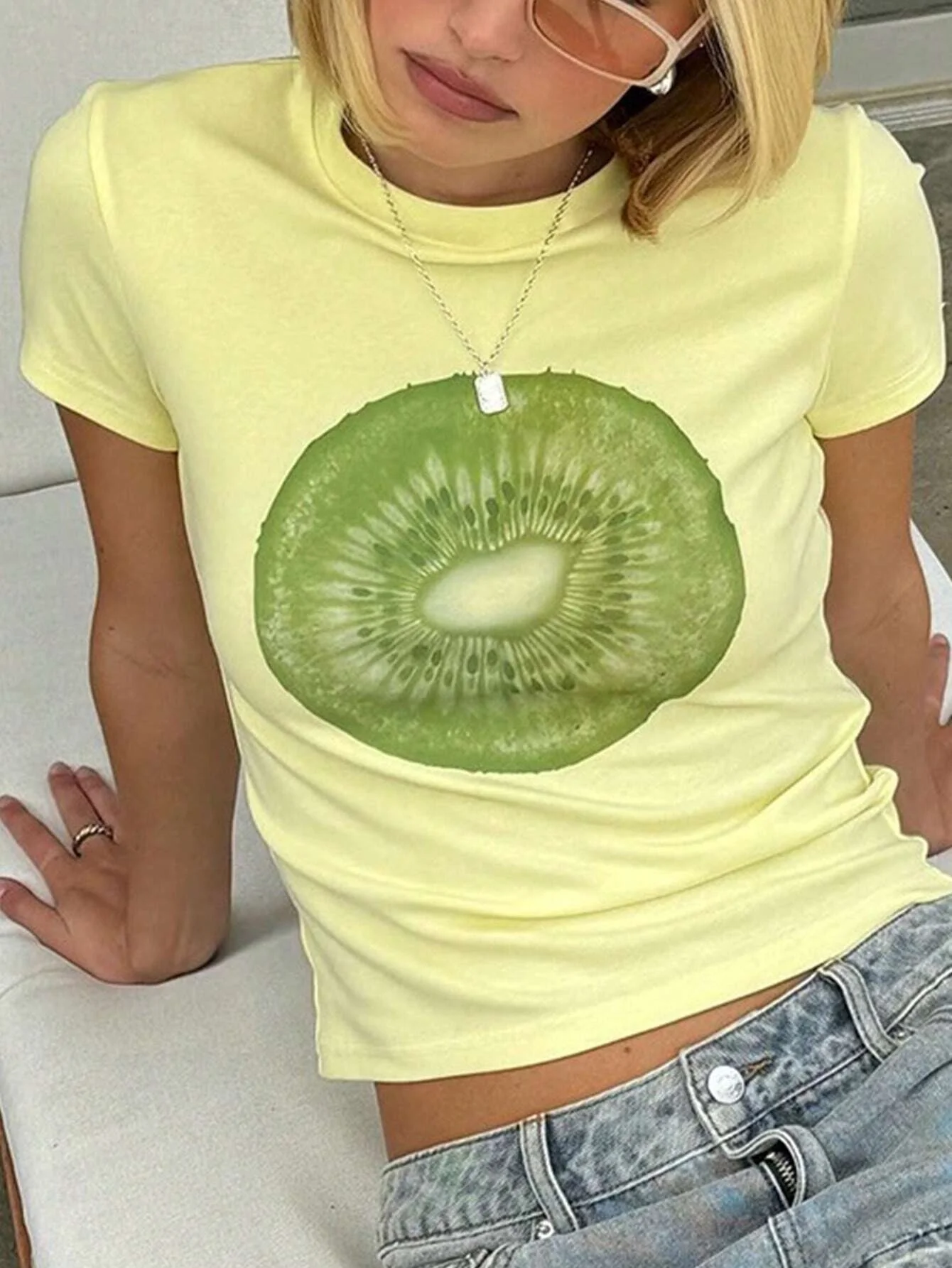 Повседневная женская летняя футбольная рубашка Y2K с фруктовым принтом и